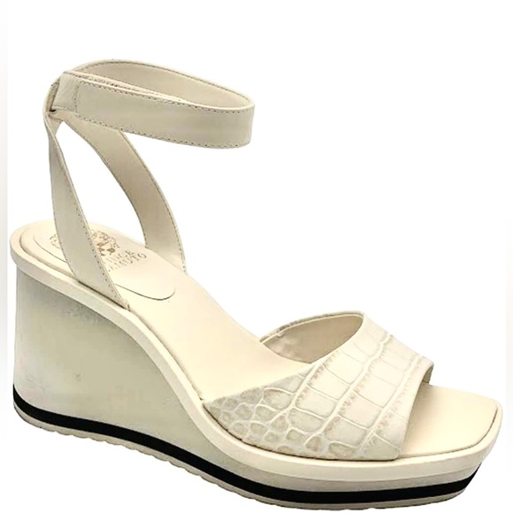 NWOT Vince Camuto Baminda Leather Wedges. Women’s Size 7 Color: Ivory - Picture 1 of 10
